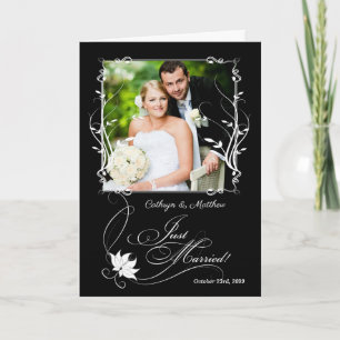 Classic Black Just Married Foto Hochzeit Ankündigung