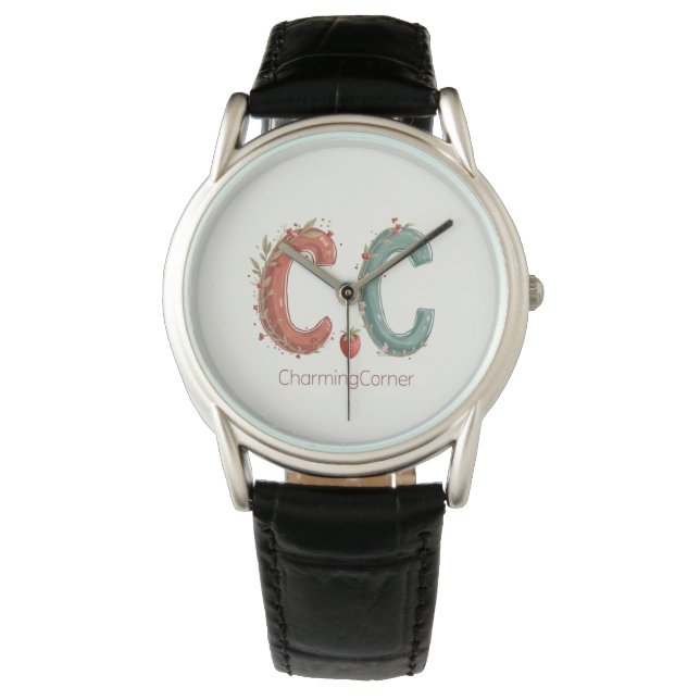 Classic Black Leather Watch (C.C.) Armbanduhr (Vorderseite)