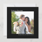 Classic Black Liebe & Danke Foto & Note Wedding (Vorderseite)
