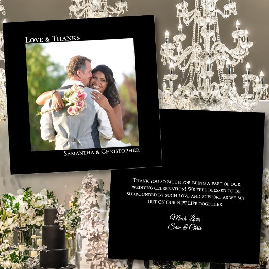 Classic Black Liebe & Danke Foto & Note Wedding