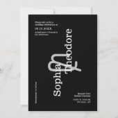 Classic Black Modern Minimal Wedding QR Code Foto Einladung (Vorderseite)