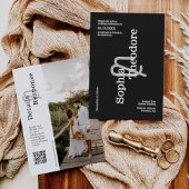 Classic Black Modern Minimal Wedding QR Code Foto Einladung