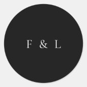 Classic Black Monogram Simple Wedding Runder Aufkleber (Vorderseite)