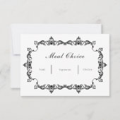 Classic Black on White Ornately Framed Wedding RSVP Karte (Rückseite)