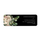 Classic Black Peonies Wedding Rücksendeadresse (Vorne)