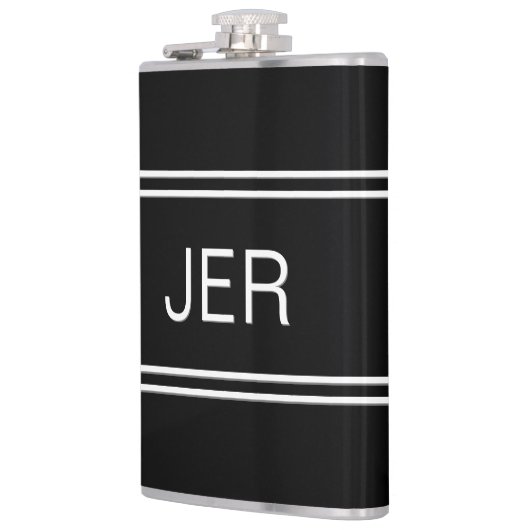 Classic Black Personalisiert Monogram Initials Dri Flachmann (Links)