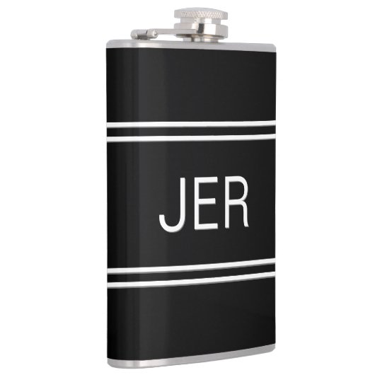 Classic Black Personalisiert Monogram Initials Dri Flachmann (Rechts)