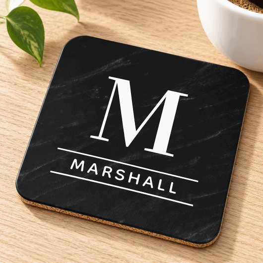 Classic Black Personalized Family Monogram Initial Getränkeuntersetzer