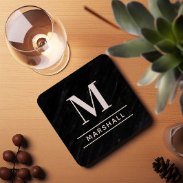 Classic Black Personalized Family Monogram Initial Getränkeuntersetzer