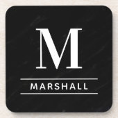 Classic Black Personalized Family Monogram Initial Getränkeuntersetzer (Vorderseite)