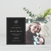 Classic Black Piano Foto Einladung (Stehend Vorderseite)