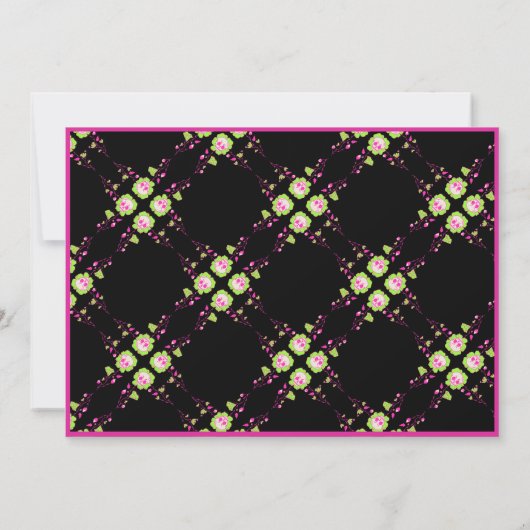 Classic Black & Pink Skull Happy Card Einladung (Rückseite)