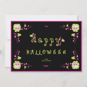 Classic Black & Pink Skull Happy Card Einladung