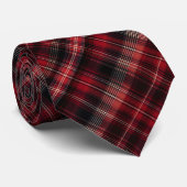 Classic Black Red and White Scottish Tartan Krawatte (Gerollt)