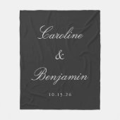 Classic Black Script Elegant Wedding Individuelle Fleecedecke (Vorderseite)