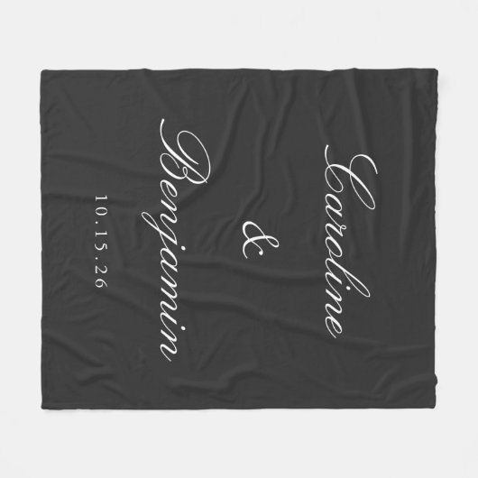 Classic Black Script Elegant Wedding Individuelle Fleecedecke (Vorderseite (Horizontal))