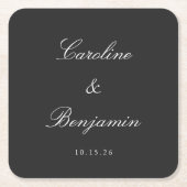 Classic Black Script Elegant Wedding Individuelle  Rechteckiger Pappuntersetzer (Vorderseite)