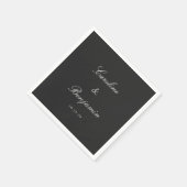 Classic Black Script Elegant Wedding Individuelle Serviette (Ecke)