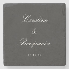 Classic Black Script Elegant Wedding Individuelle Steinuntersetzer
