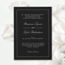 Classic Black Simple Elegant Formal Wedding