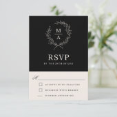 Classic Black Simple Elegant Monogram UAWG RSVP Karte (Stehend Vorderseite)