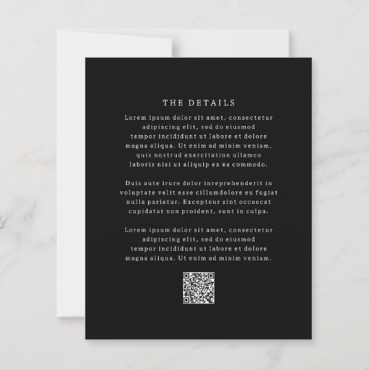 Classic Black Simple Wedding Invitation (Rückseite)