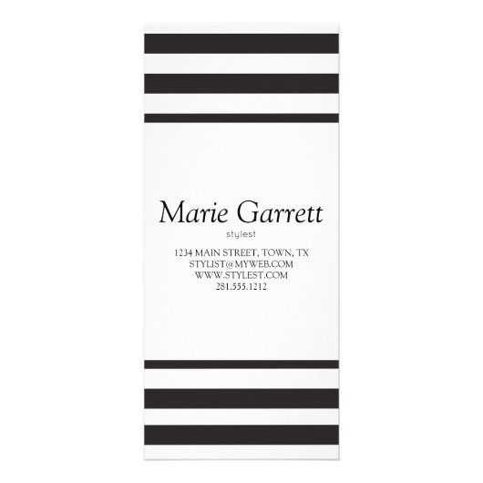 Classic Black Stripe Business Price Werbekarte (Hinten)