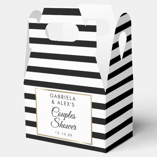 Classic Black Stripe Gold Couples Brautparty Geschenkschachtel (Geöffnet)