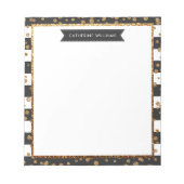 Classic Black Stripe Gold Glitzer Sparkle Confetti Notizblock (Vorderseite)