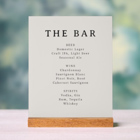 Classic Black Text Menu Design Acrylschild (Neutral)