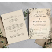 Classic Black und Ecru Monogram Wedding Einladung