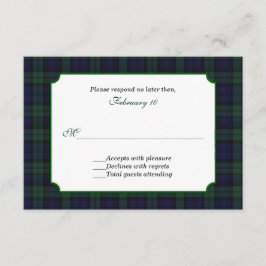 Classic Black Watch Tartan Wedding RSVP