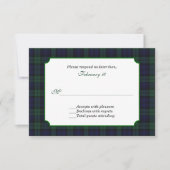 Classic Black Watch Tartan Wedding RSVP (Vorderseite)