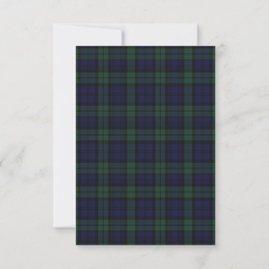 Classic Black Watch Tartan Wedding RSVP (Rückseite)