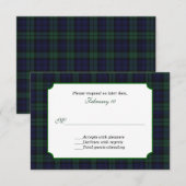 Classic Black Watch Tartan Wedding RSVP Karte (Vorne/Hinten)