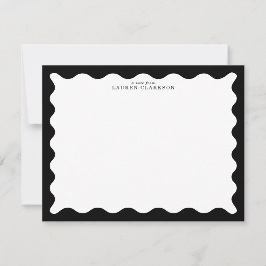 Classic Black Wavy Frame Note Card Einladung (Vorderseite)