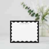Classic Black Wavy Frame Note Card Einladung (Stehend Vorderseite)