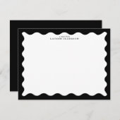 Classic Black Wavy Frame Note Card Einladung (Vorne/Hinten)