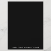 Classic Black White Calligraphy Birthday Menükarte (Rückseite)