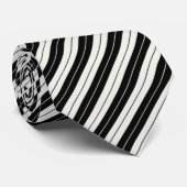 Classic Black & White Diagonal Striped Krawatte (Gerollt)