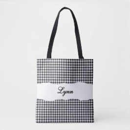 Classic Black & White Gingham | Personalized Name Tasche