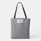 Classic Black & White Gingham | Personalized Name Tasche (Rückseite)