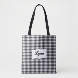 Classic Black & White Gingham | Personalized Name Tasche