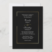 Classic Black White Gold Frame Border Chic Wedding Einladung (Vorderseite)