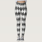 Classic Black White-Ice Harlequin Diamond Argyle Leggings (Vorderseite)