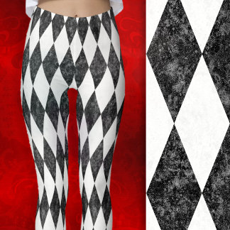 Classic Black White-Ice Harlequin Diamond Argyle Leggings