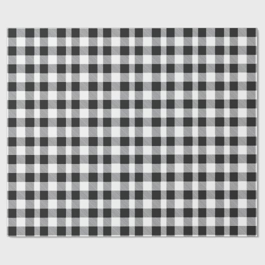 Classic Black & White Kariert Gingham Weihnachten Geschenkpapier (Flach)