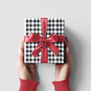 Classic Black & White Kariert Gingham Weihnachten Geschenkpapier