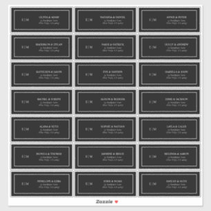 Classic Black & White Monogram Guest Address Aufkleber