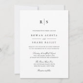 Classic Black & White Monogram Wedding Einladung (Vorderseite)